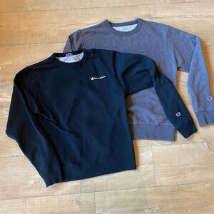 SET of 2 Champion Crewneck Sweatshirts Black Grey Size Small